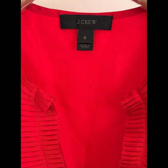 J Crew, Women’s 100% Silk Top, Pleated Collar Neckline, Red, Size 0 - Picture 4 of 4